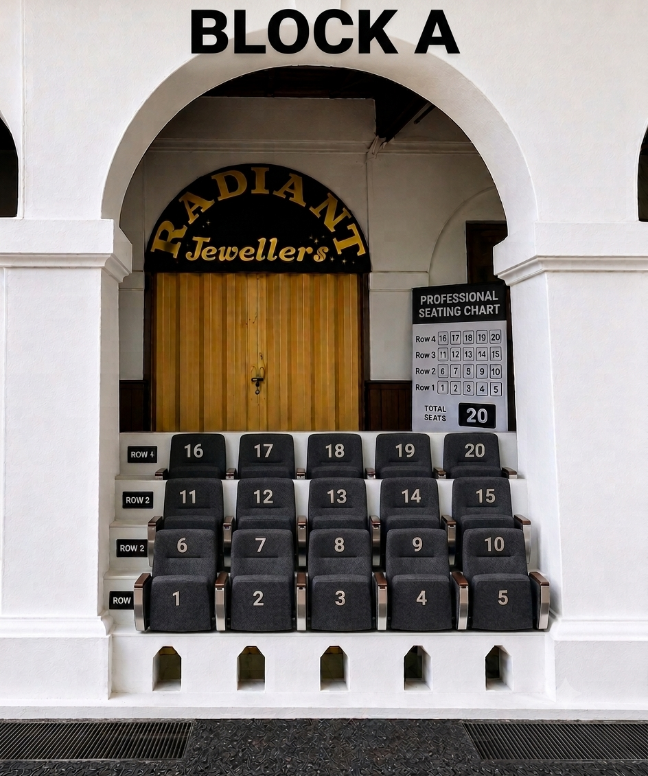 Seat numbering layout within a block